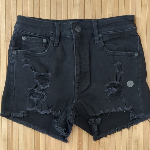 Aeropostale Vintage High Rise Shorty Black Jean Shorts, Size 4 - Picture 1 of 5